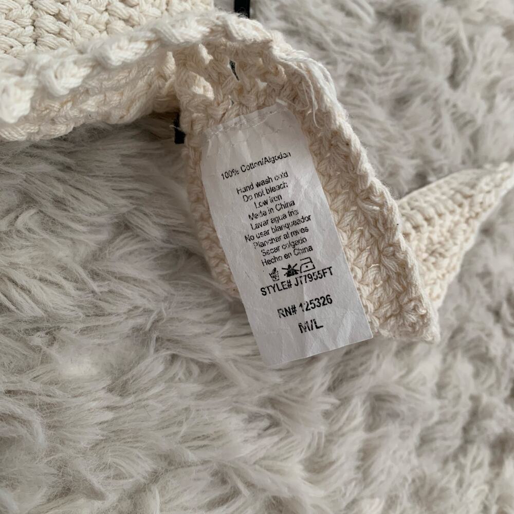 Forever 21 Cream Crochet Halter Top Blue Floral Appliqué Boho Bralette - Picture 7 of 7